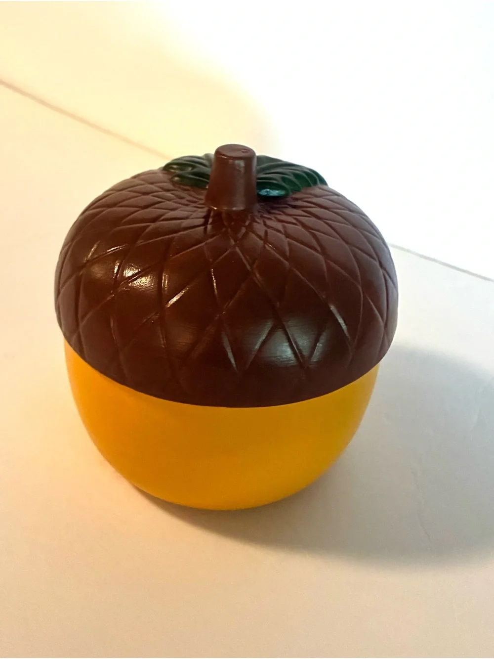 Ceramic Acorn Jar-Yellow, Brown, Green